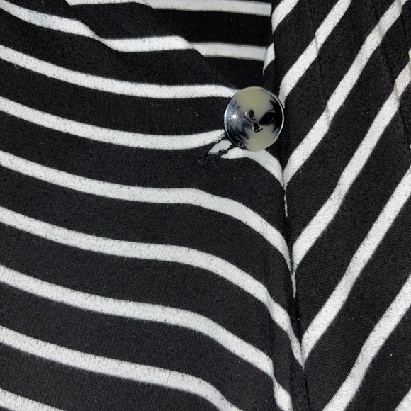 AB Studio Black & White Striped Cardigan – Women’s Open Front Layering Top M - Picture 3 of 5